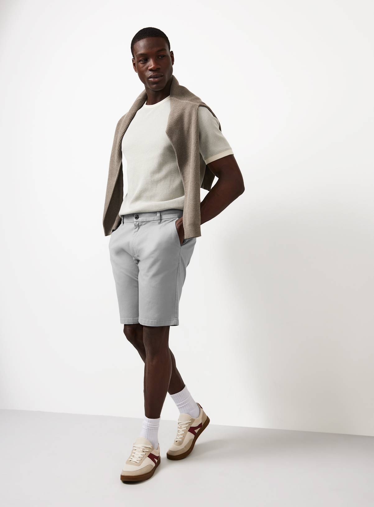 Light Blue Longer Length Chino Shorts 50 - Image 2